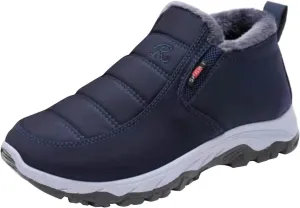 Men's Winter Warm Boots Classic Slip On Boots Fleece Lined Warm Ankle Boots Thick Bottom Non Slip Ankle Slip Winter Shoe
