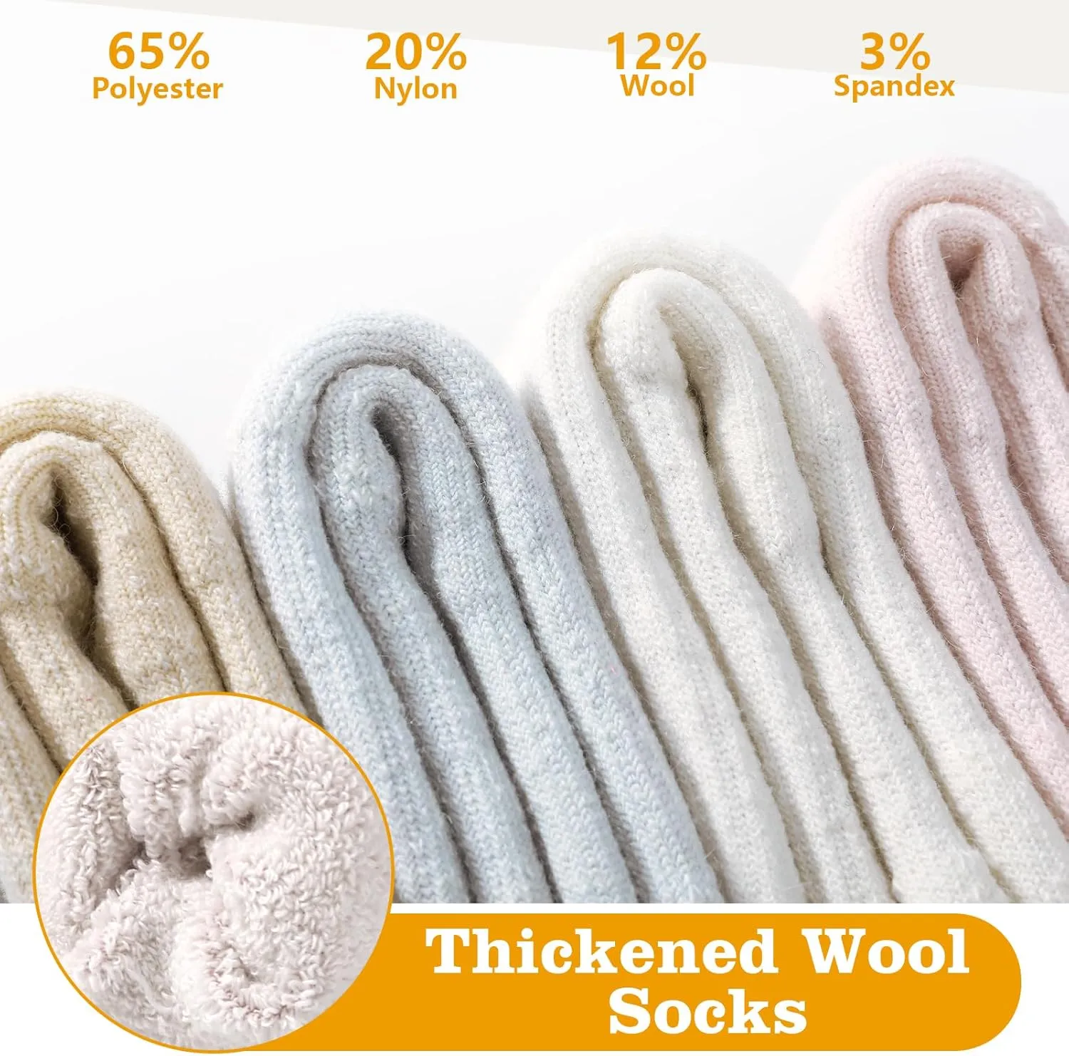Merino Wool Hiking Socks for Women Thermal Winter Warm Boot Work Cushion Socks 4 Pairs
