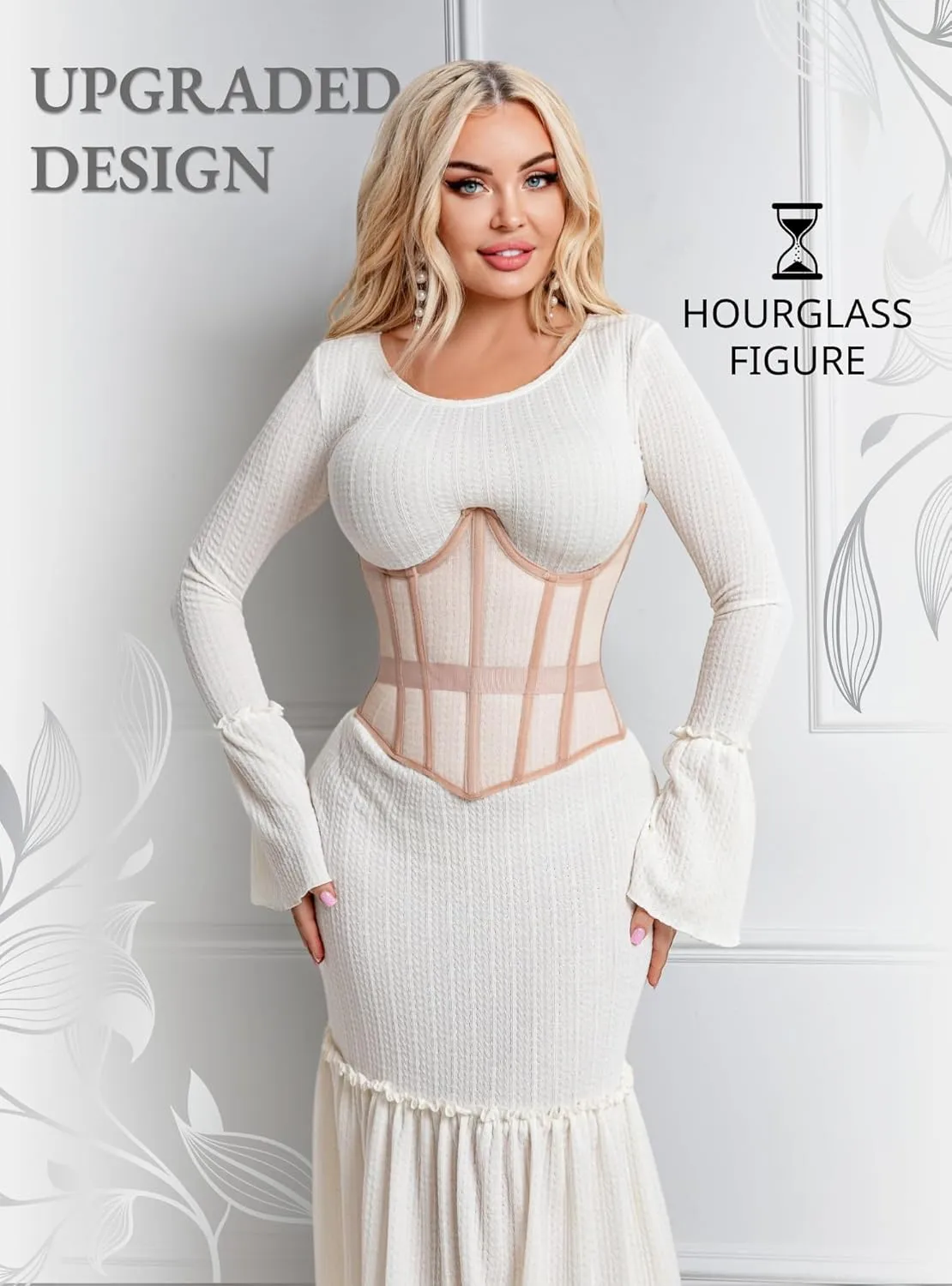 Mesh Corset Waist Trainer for Women - Underbust Corset Lace Up - Waist Cincher Shapewear - Body Shaper