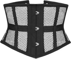 Mesh Underbust Corset for Women, Womens Waist Trainer Cincher Heavy Duty Steel Boned Underbust Waspie Mesh Corset