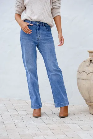 Mika Wide Leg Jeans - Mid Wash