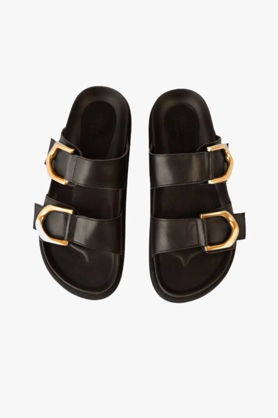 Mint Black Leather Buckle Slide