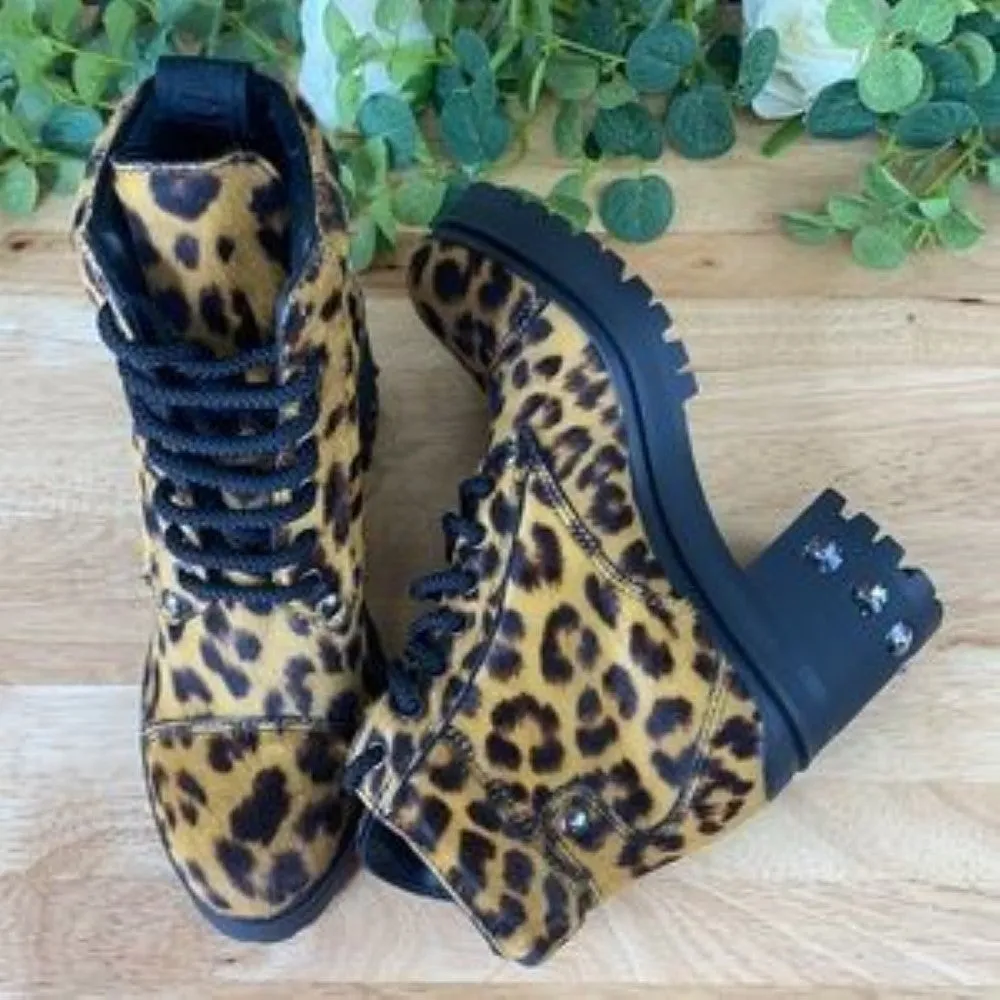 Miu Miu  Never Mind Crystal Block Heel Hiking Boots Tan  Size 37