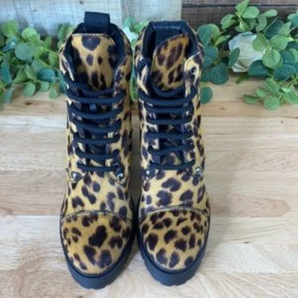 Miu Miu  Never Mind Crystal Block Heel Hiking Boots Tan  Size 37