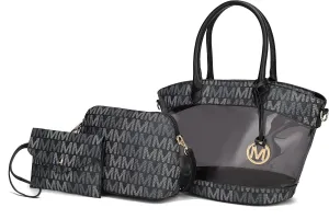 MKF Collection Shoulder Bag for Women, Crossbody Purse & Wristlet: PU Leather Satchel Pocketbook 3 PCs Handbag Set