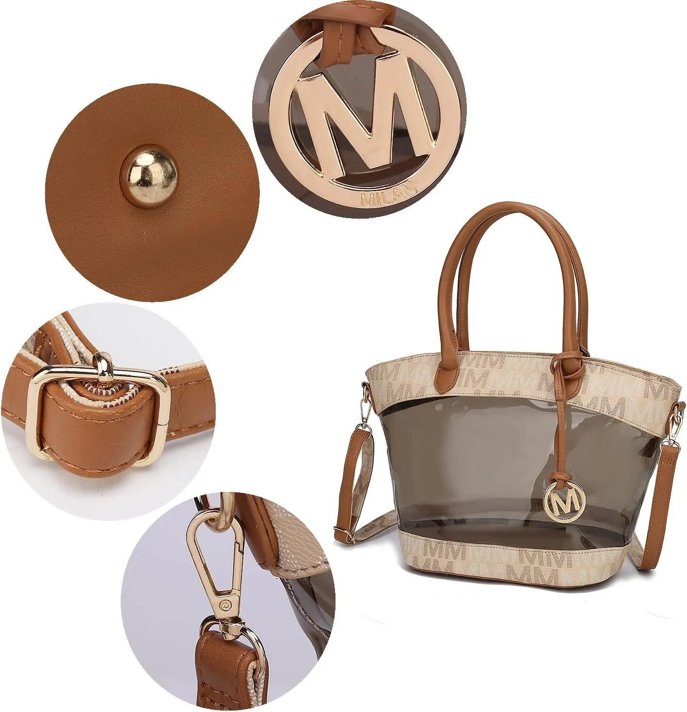 MKF Collection Shoulder Bag for Women, Crossbody Purse & Wristlet: PU Leather Satchel Pocketbook 3 PCs Handbag Set