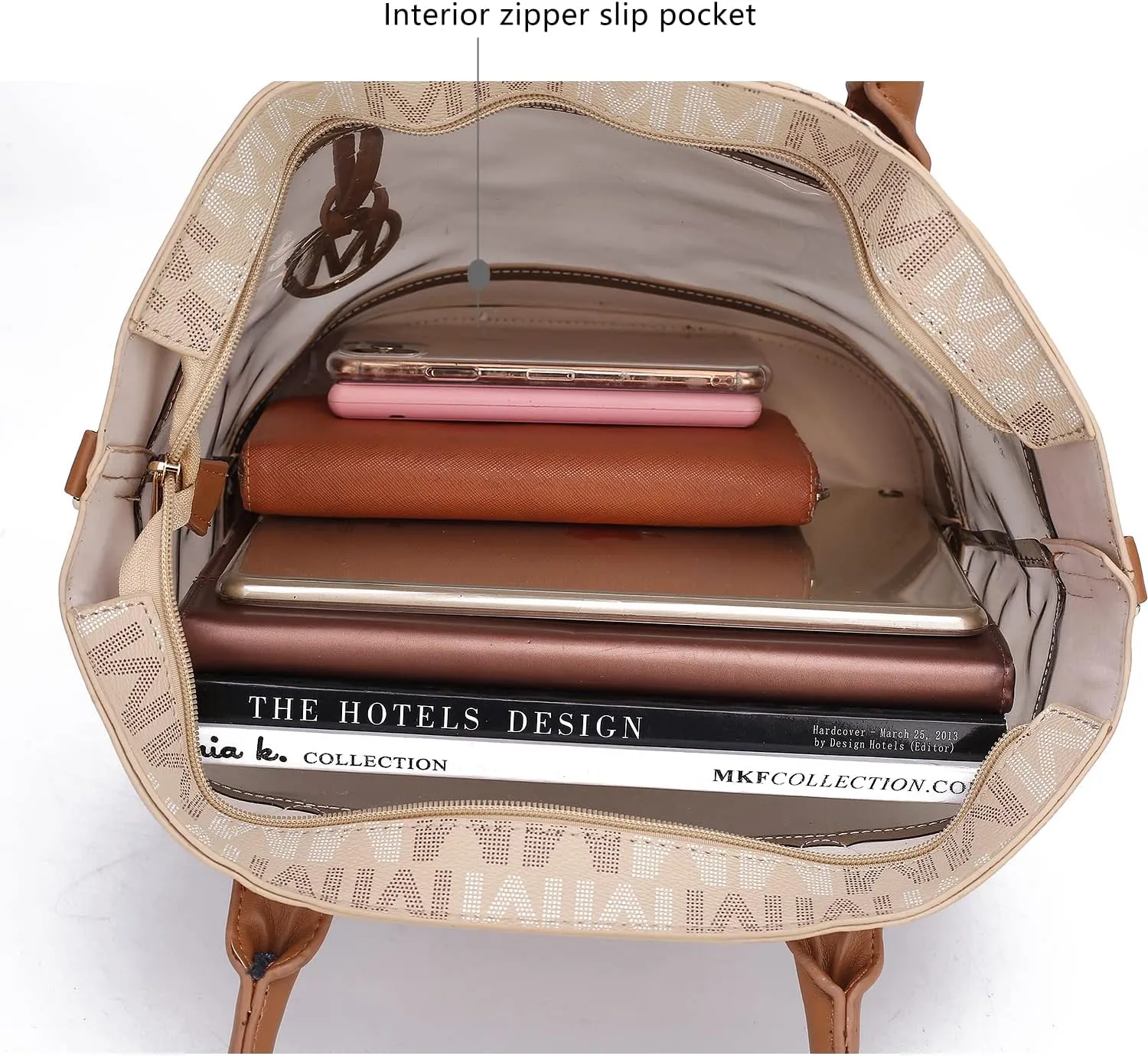 MKF Collection Shoulder Bag for Women, Crossbody Purse & Wristlet: PU Leather Satchel Pocketbook 3 PCs Handbag Set