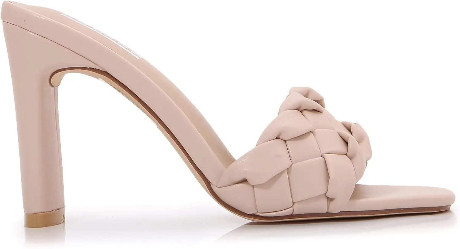 mm Women Muti Style Single braided and Transparent Strap High 4 inch Chunky Heeled Open Toe Sandals