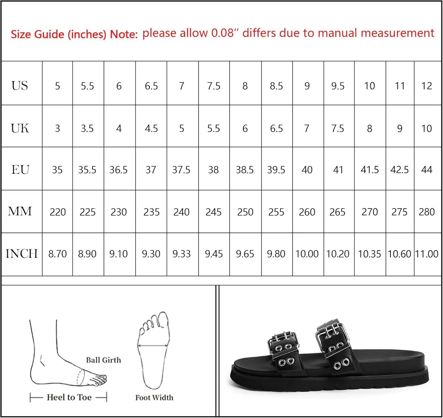 Modatope Womens Flat Sandals for Women Double Buckle Adjustable Slide Sandals Slip On Open Toe Platform Sandals