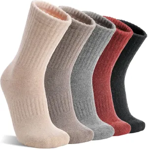 MOGGEI 5 Pairs Womens Merino Wool Socks Hiking Warm Winter Thick Thermal Crew Cozy Cabin Ladies Gift Comfy Boot Work Socks