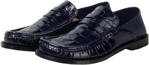 MOOMMO Women Low Chunky Heel Loafers Walking Shoes Crocodile Loafer Flats Round Toe Toe Slip On Penny Loafers Dress Shoes Matte Stone Pattern Office Ladies Casual Comfort 4-11 M US