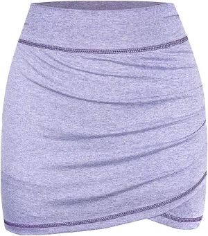 MOQIVGI Women Ruched Workout Skirts Inner Shorts Athletic Sports Golf Run Skorts with Pockets