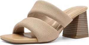 Mousse Fit Women's Block Heel Sandals， Square Toe Comfortable Heeled Sandals for Commute & Daily Wear