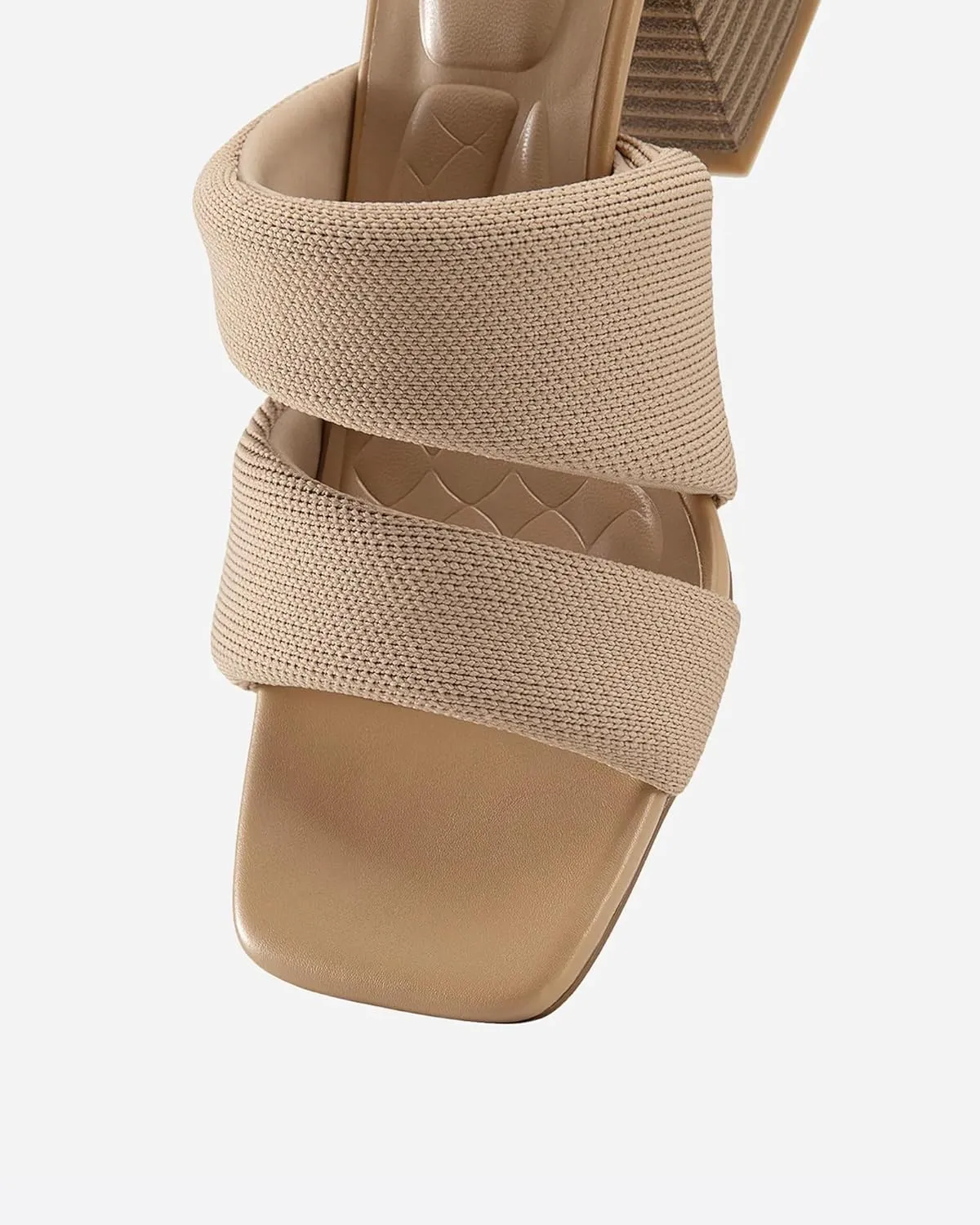 Mousse Fit Women's Block Heel Sandals， Square Toe Comfortable Heeled Sandals for Commute & Daily Wear