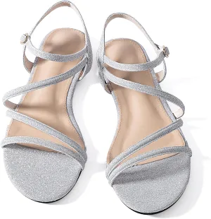 Mtzyoa Women Flat Sandals Dressy Strappy Gladiator Summer Ankle Strap Nude Open Toe Comfortable Wedding Casual Leather Ladies Party Trendy Vacation