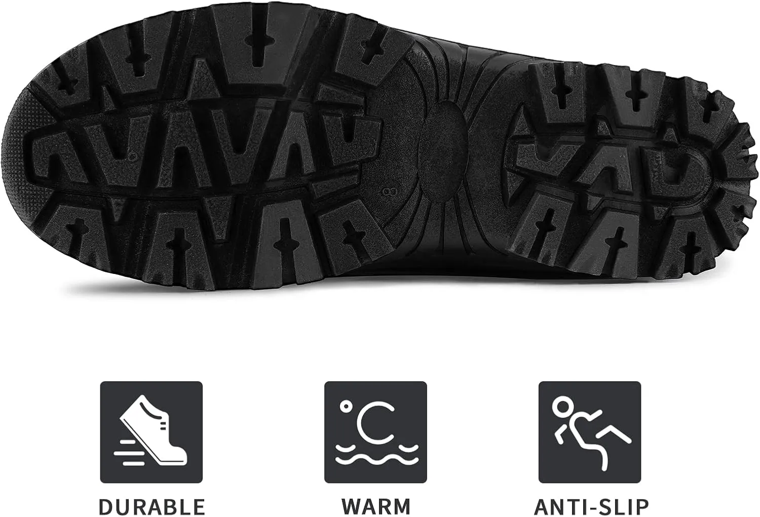 mysoft Men's Winter Snow Boots Mid Calf Waterproof Insulated Fur Lined Warm Anti-Slip Zip Boot