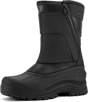 mysoft Men's Winter Snow Boots Mid Calf Waterproof Insulated Fur Lined Warm Anti-Slip Zip Boot