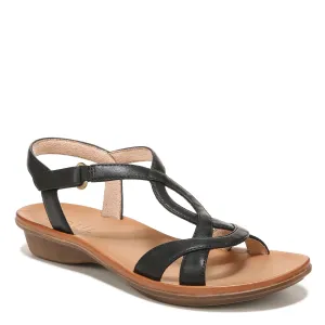 Naturalizer SOUL Womens Solo Strappy Flat Memory Foam Casual Sandals,Black,6.5M