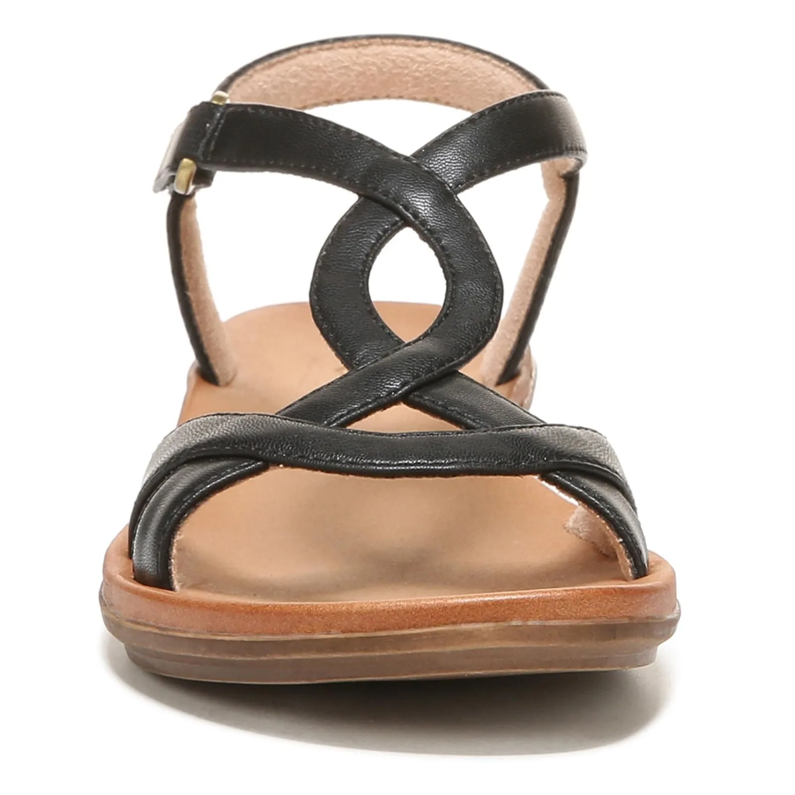 Naturalizer SOUL Womens Solo Strappy Flat Memory Foam Casual Sandals,Black,6.5M