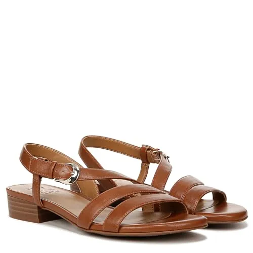 Naturalizer Womens Hilma Strappy Flat Dress Sandal English Tea Brown 9 M