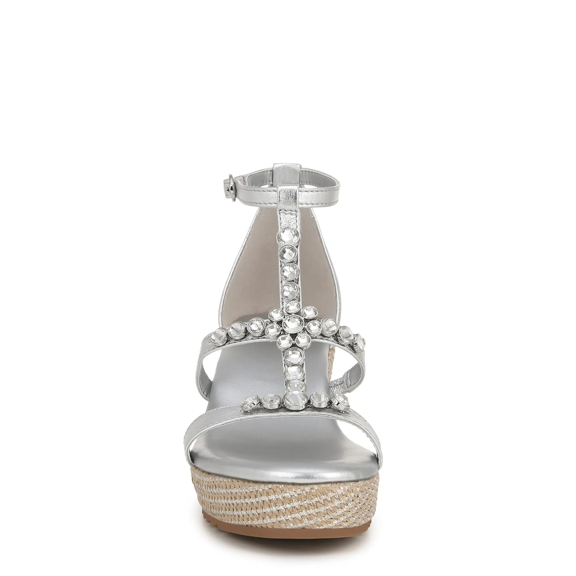 Naturalizer Womens Serena Strappy Wedge Sandal Silver Metallic 6.5 M