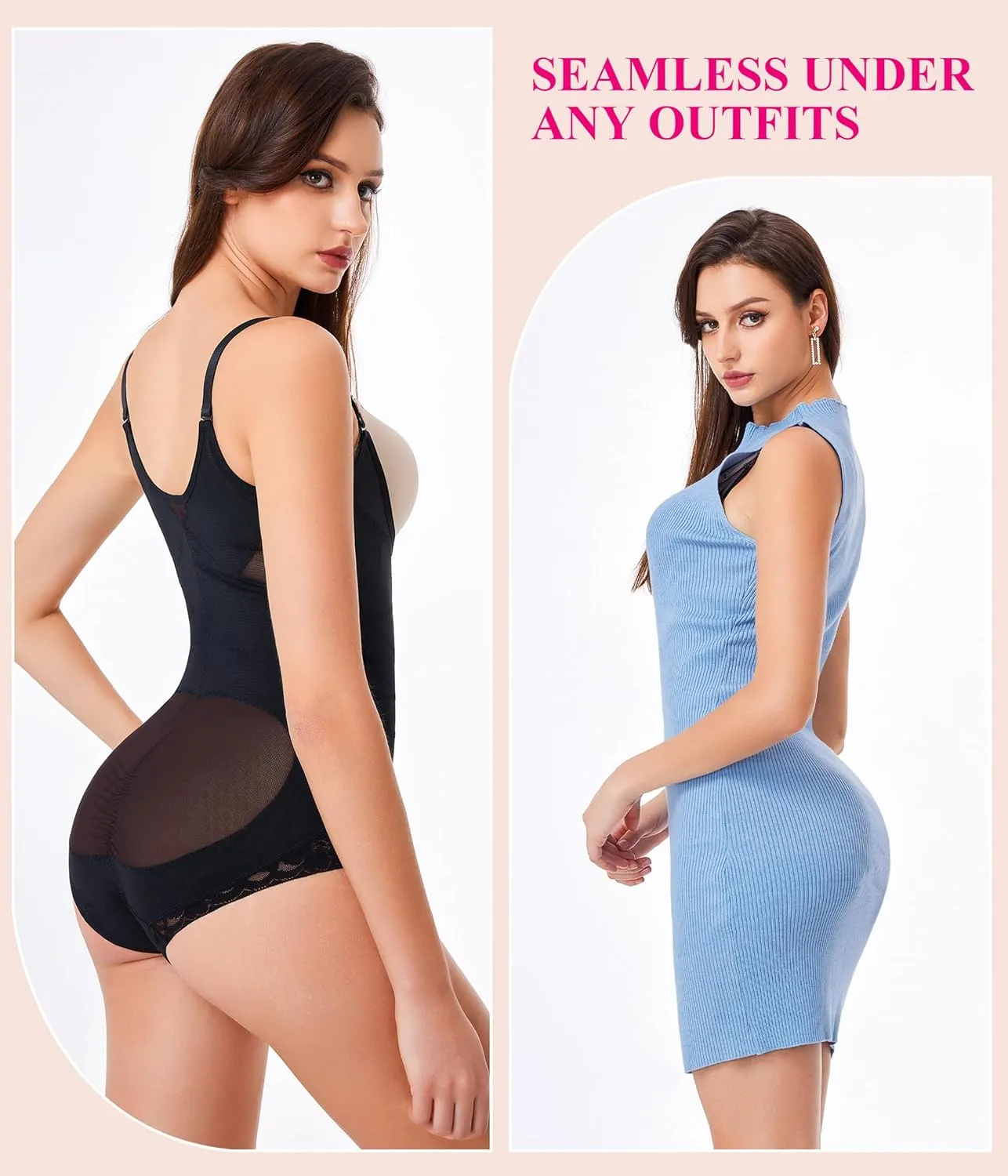 Nebility Shapewear Bodysuit Waist Trainer Open Bust Bodysuits for Women Tummy Control Criss-Cross Body Shaper