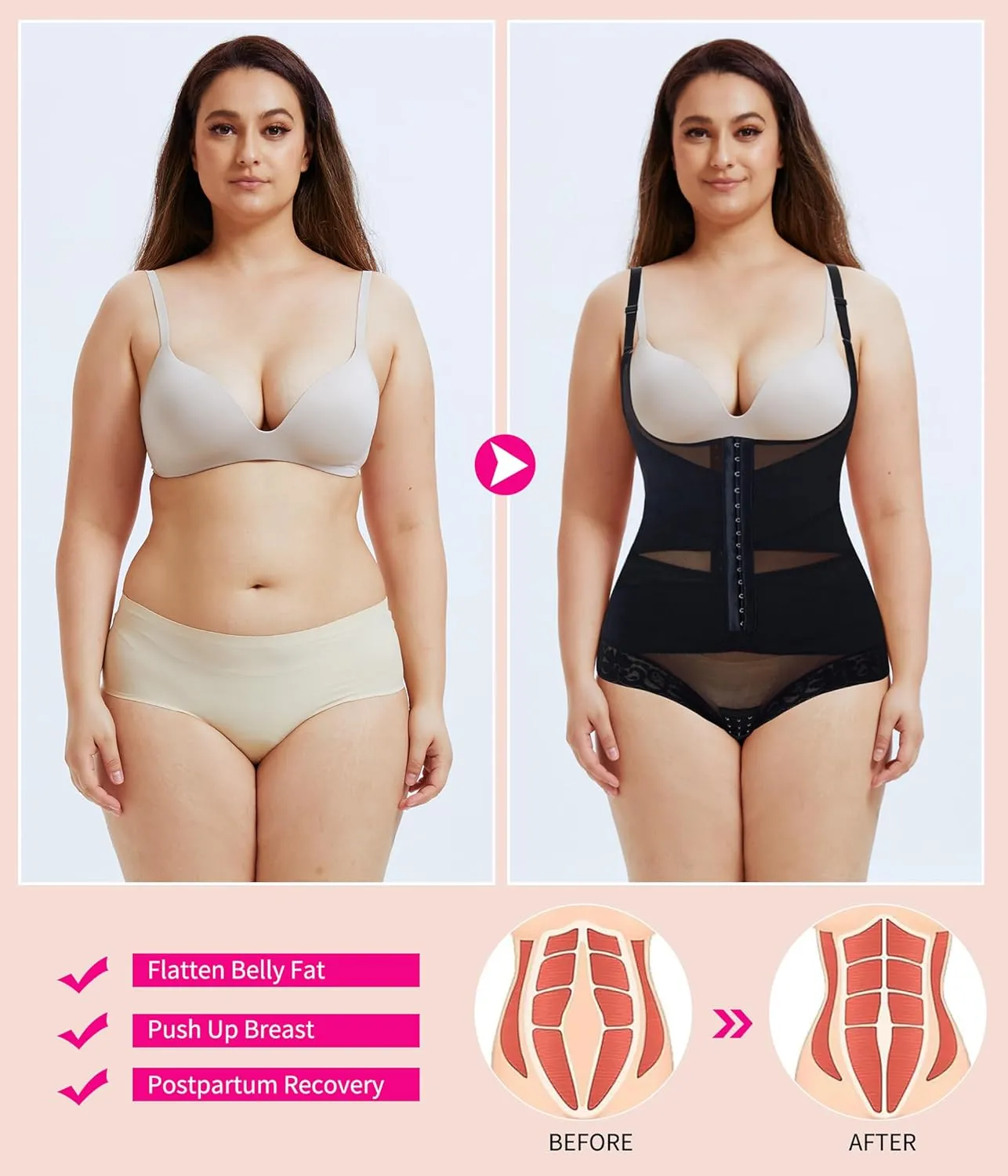 Nebility Shapewear Bodysuit Waist Trainer Open Bust Bodysuits for Women Tummy Control Criss-Cross Body Shaper