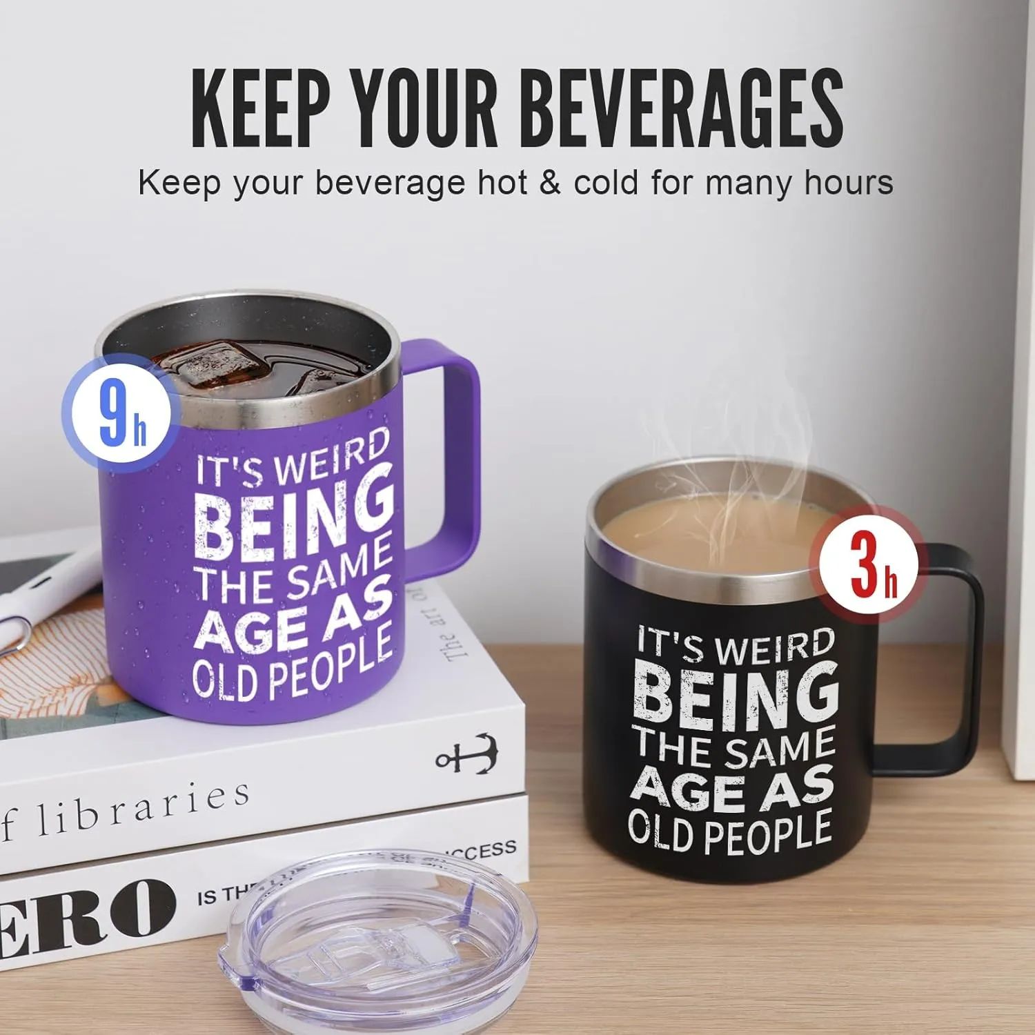 NOWWISH Birthday Gifts for Women, It's Weird Being The Same Age As Old People Mug, Funny Gifts for Women, Mom, Wife, Grandma, Best Friend (14oz, Purple)