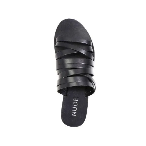 Nude Footwear Java Flat Black Leather