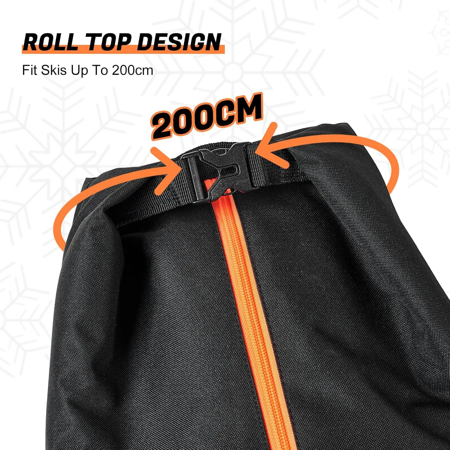 Odoland Ski Bag and 50L Boot Backpack Combo, Padded Snowboard Bags and Ski Boot Bag for Air Travel, Snow Ski Bags Fit Skis Up to 200cm, Waterproof Ski Double Bag Combo for Store and Transport Ski Gear