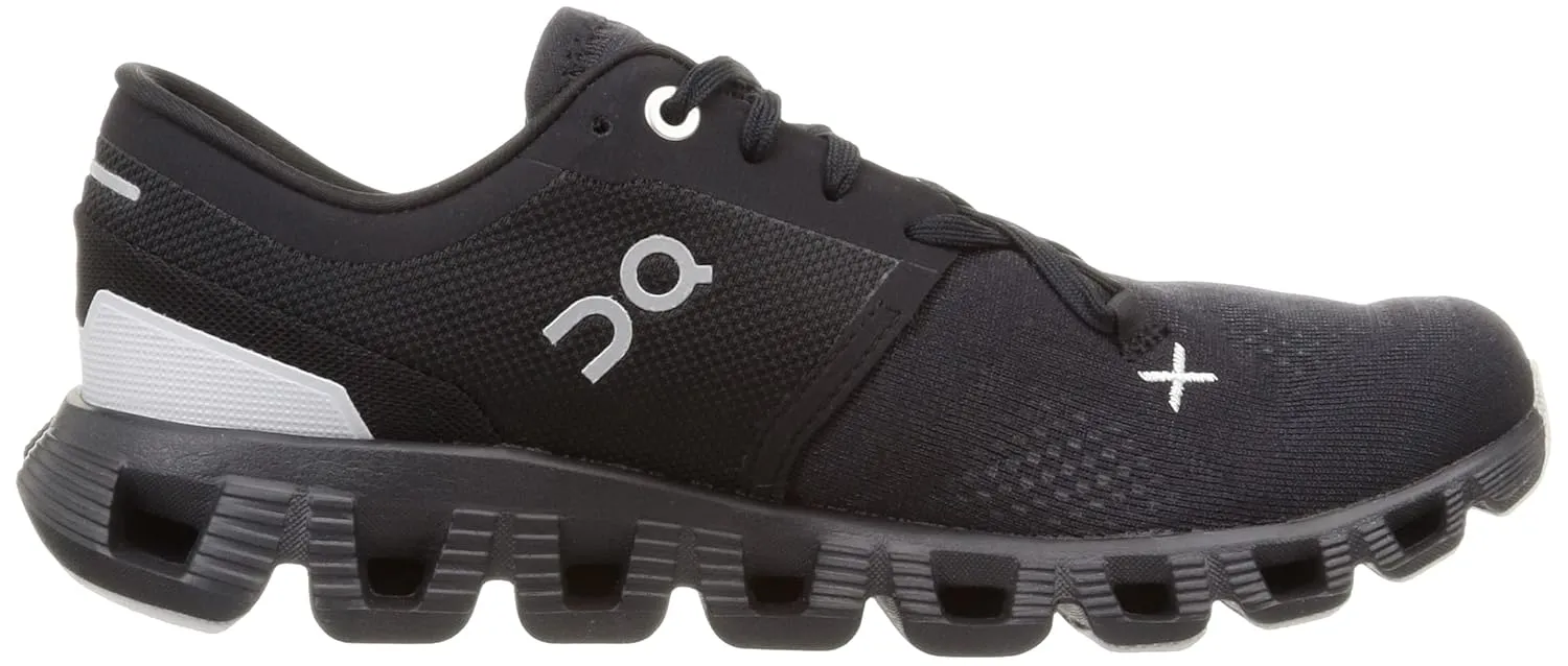 On Women's Cloud X 3 Sneakers, Black, 5 Medium US
