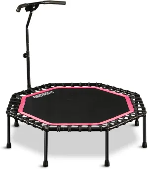ONETWOFIT 51" Silent Trampoline with Adjustable Handle Bar, Fitness Trampoline Bungee Rebounder Jumping Cardio Trainer Workout for Adults…
