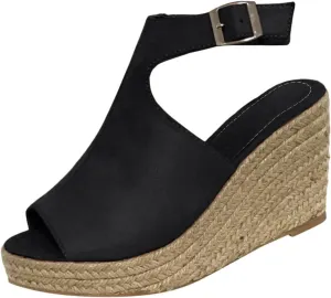 Orthopedic Sandals for Women Casual Summer Wedge Sandals for Women Dressy Open Toe Platform Wedges Buckle Ankle Strap Leather Sandals Espadrilles Beach Heels Sandal Strappy Slip on