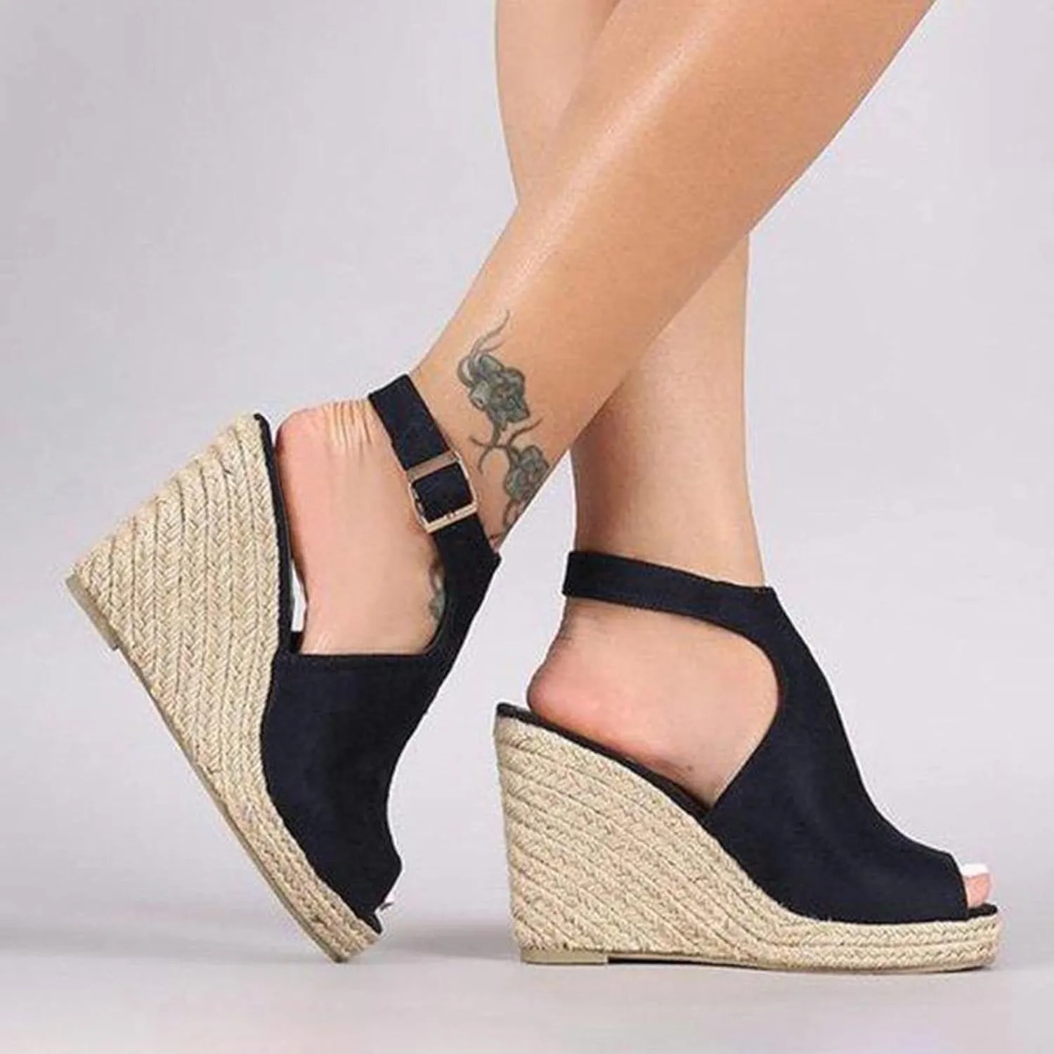 Orthopedic Sandals for Women Casual Summer Wedge Sandals for Women Dressy Open Toe Platform Wedges Buckle Ankle Strap Leather Sandals Espadrilles Beach Heels Sandal Strappy Slip on
