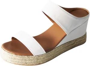 Orthopedic Sandals for Women Casual Summer Wedge Sandals for Women Dressy Open Toe Platform Wedges Buckle Ankle Strap Leather Sandals Espadrilles Beach Heels Sandal Strappy Slip on