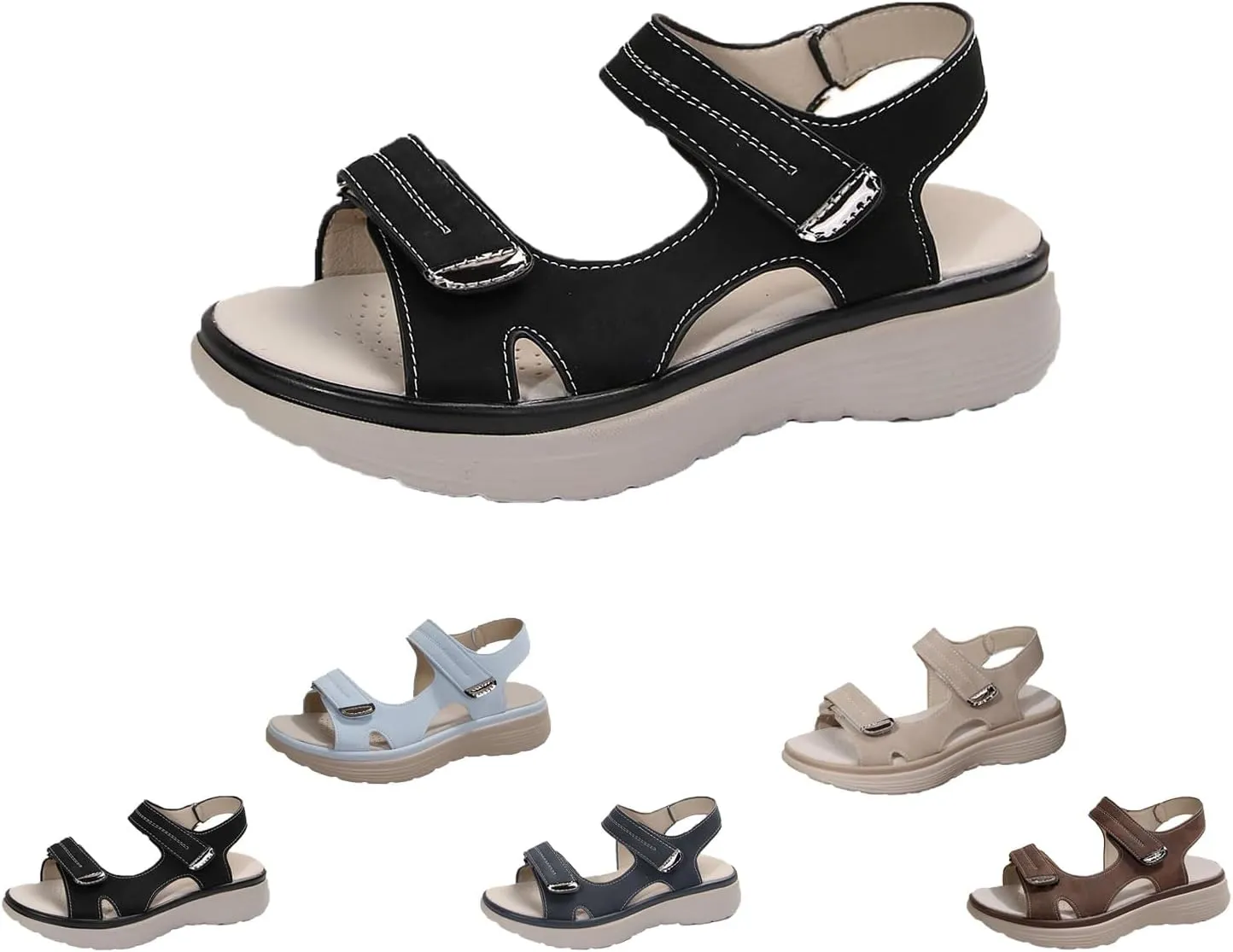 Orthopedic Sandals for Women CushionFoam Comfortable Walking Sandal Arch Support Wide Fit Womens Beach Sandals Hiking Sandals