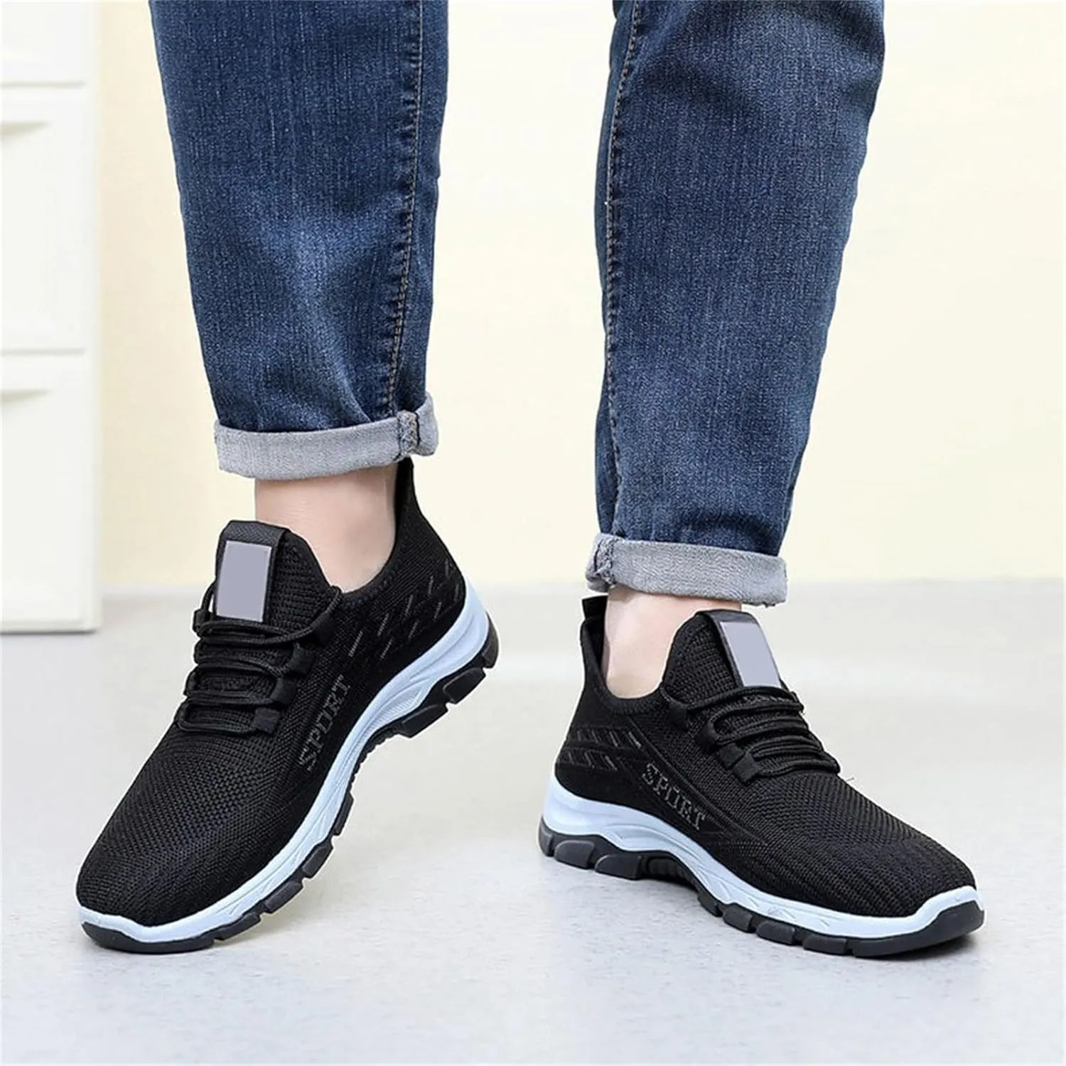 Orthopedic Shoes Arch Support Wide Toe Box Sneakers Slip On Mesh Breathable Walking Sneakers Non-Slip Gym Tennis Athletic Workout Trainer Comfortable Diabetes Shoes