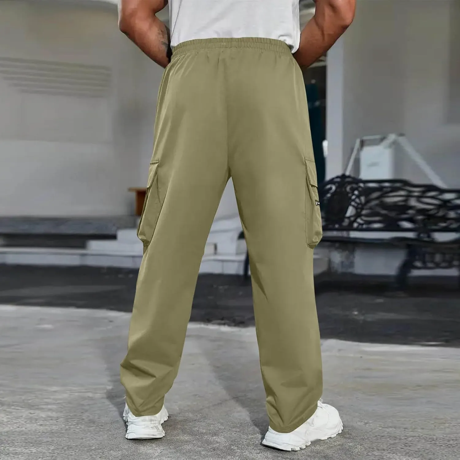 Outdoor Cargo Pants for Men 2025 Lightweight Baggy Street Hiking Pants with Multi-Pockets Oversized Twill Trousers