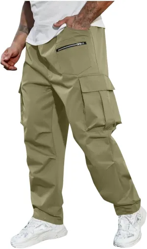Outdoor Cargo Pants for Men 2025 Lightweight Baggy Street Hiking Pants with Multi-Pockets Oversized Twill Trousers