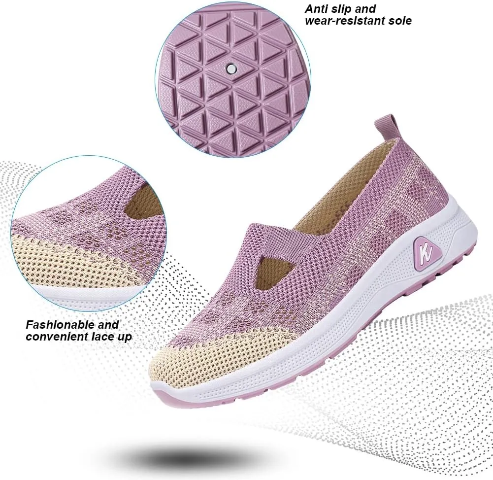 Padgene Women Walking Shoes Sock Sneakers Slip-On Breathable Mesh Trainers Women's Comfortable Casual Ladies Air Cushion Athletic Shoes Running Jogging Shoes