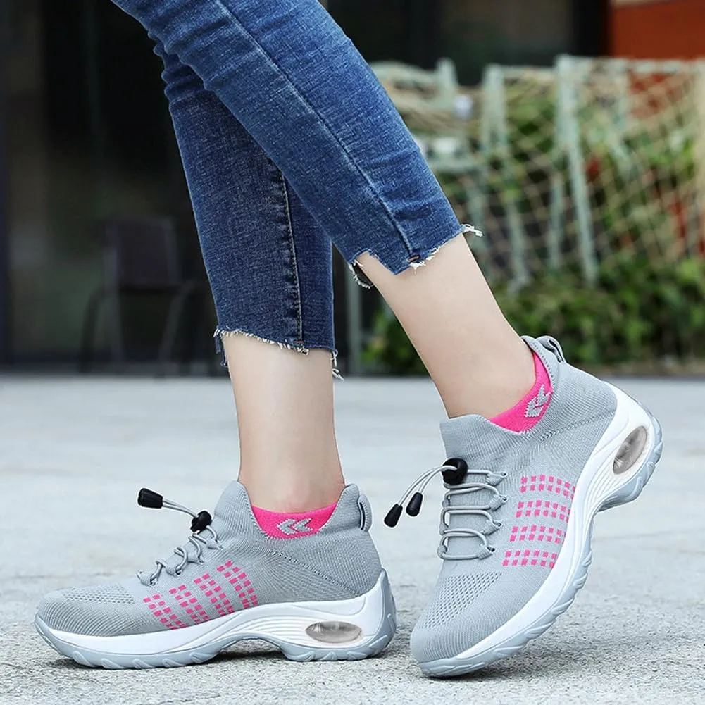 Padgene Women Walking Shoes Sock Sneakers Slip-On Breathable Mesh Trainers Women's Comfortable Casual Ladies Air Cushion Athletic Shoes Running Jogging Shoes