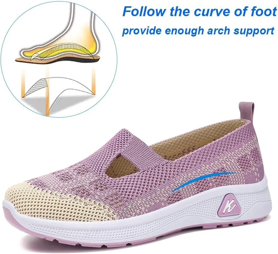 Padgene Women Walking Shoes Sock Sneakers Slip-On Breathable Mesh Trainers Women's Comfortable Casual Ladies Air Cushion Athletic Shoes Running Jogging Shoes