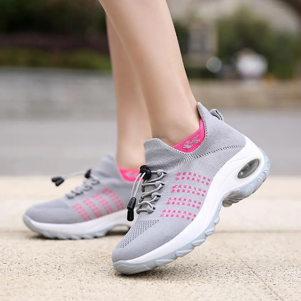 Padgene Women Walking Shoes Sock Sneakers Slip-On Breathable Mesh Trainers Women's Comfortable Casual Ladies Air Cushion Athletic Shoes Running Jogging Shoes