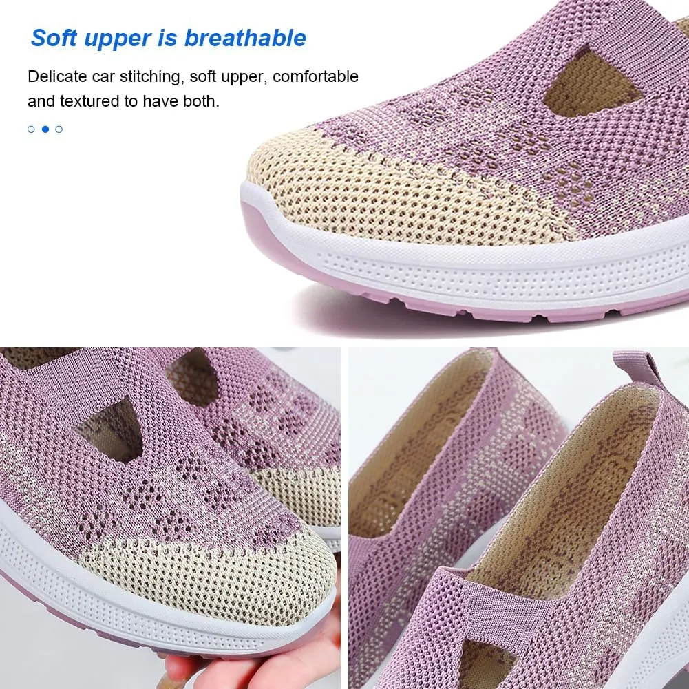 Padgene Women Walking Shoes Sock Sneakers Slip-On Breathable Mesh Trainers Women's Comfortable Casual Ladies Air Cushion Athletic Shoes Running Jogging Shoes