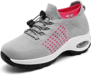 Padgene Women Walking Shoes Sock Sneakers Slip-On Breathable Mesh Trainers Women's Comfortable Casual Ladies Air Cushion Athletic Shoes Running Jogging Shoes