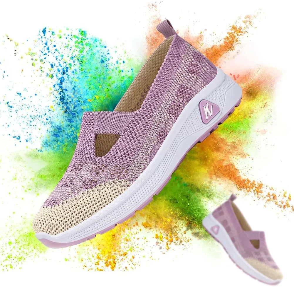 Padgene Women Walking Shoes Sock Sneakers Slip-On Breathable Mesh Trainers Women's Comfortable Casual Ladies Air Cushion Athletic Shoes Running Jogging Shoes