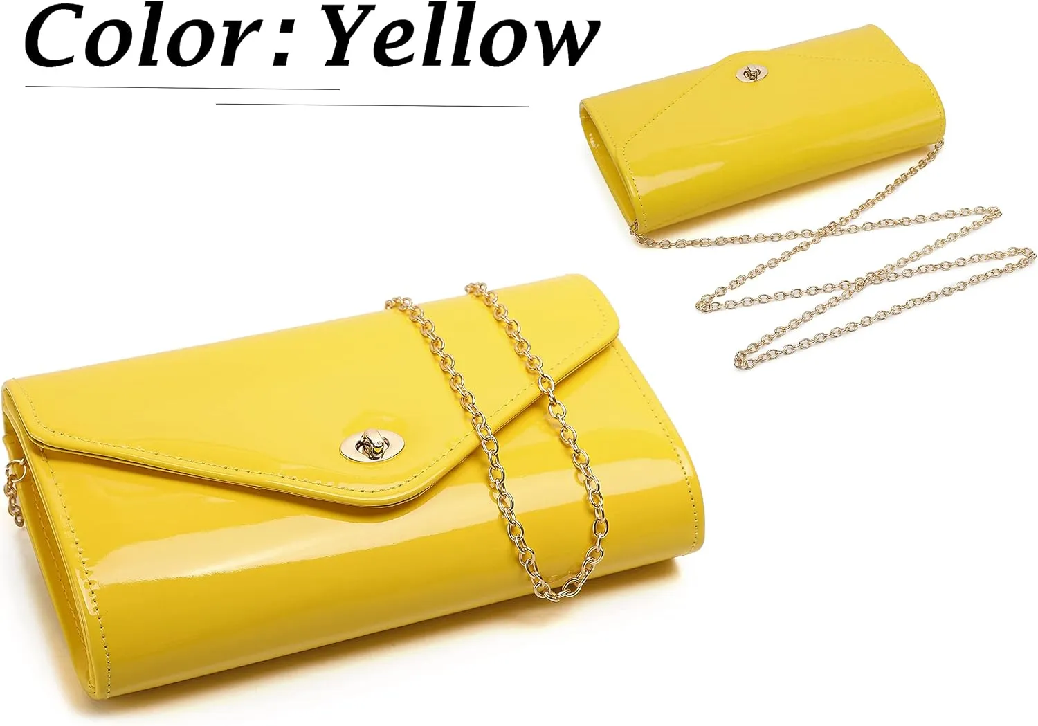 Patent leather envelope purse Shiny candy women's evening handbags for Concert Prom Party Present Handbag Purse