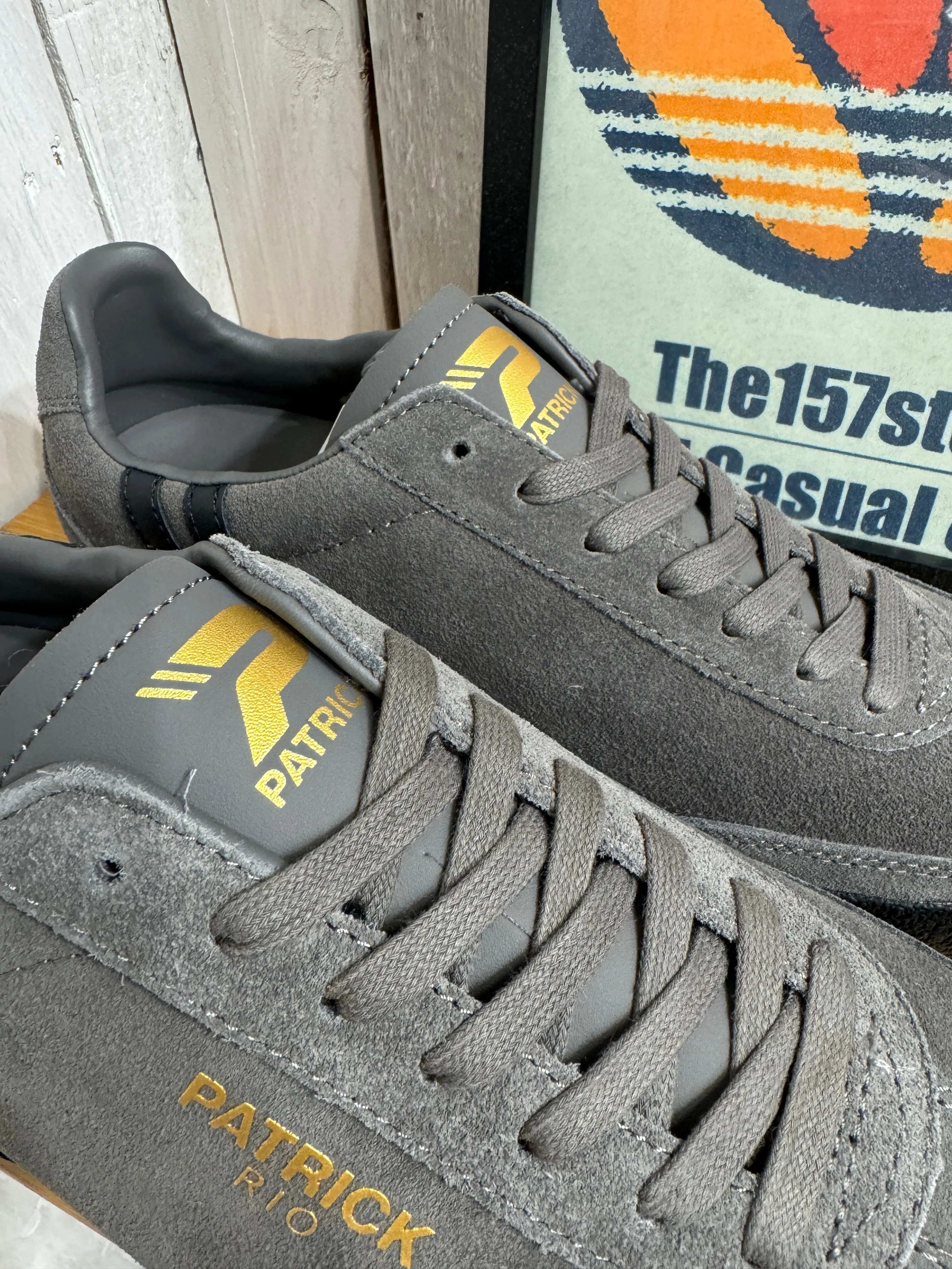 Patrick New Rio Suede Trainers - Charcoal / Black