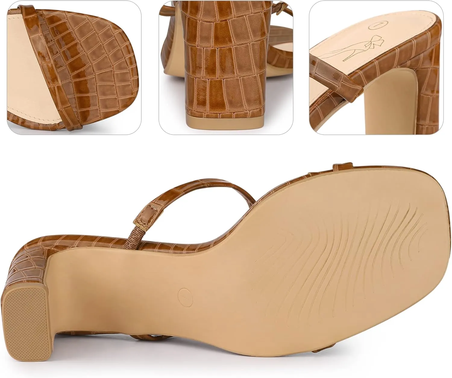 Perphy Square Toe Dual Strap Chunky Heel Slide Sandals for Women