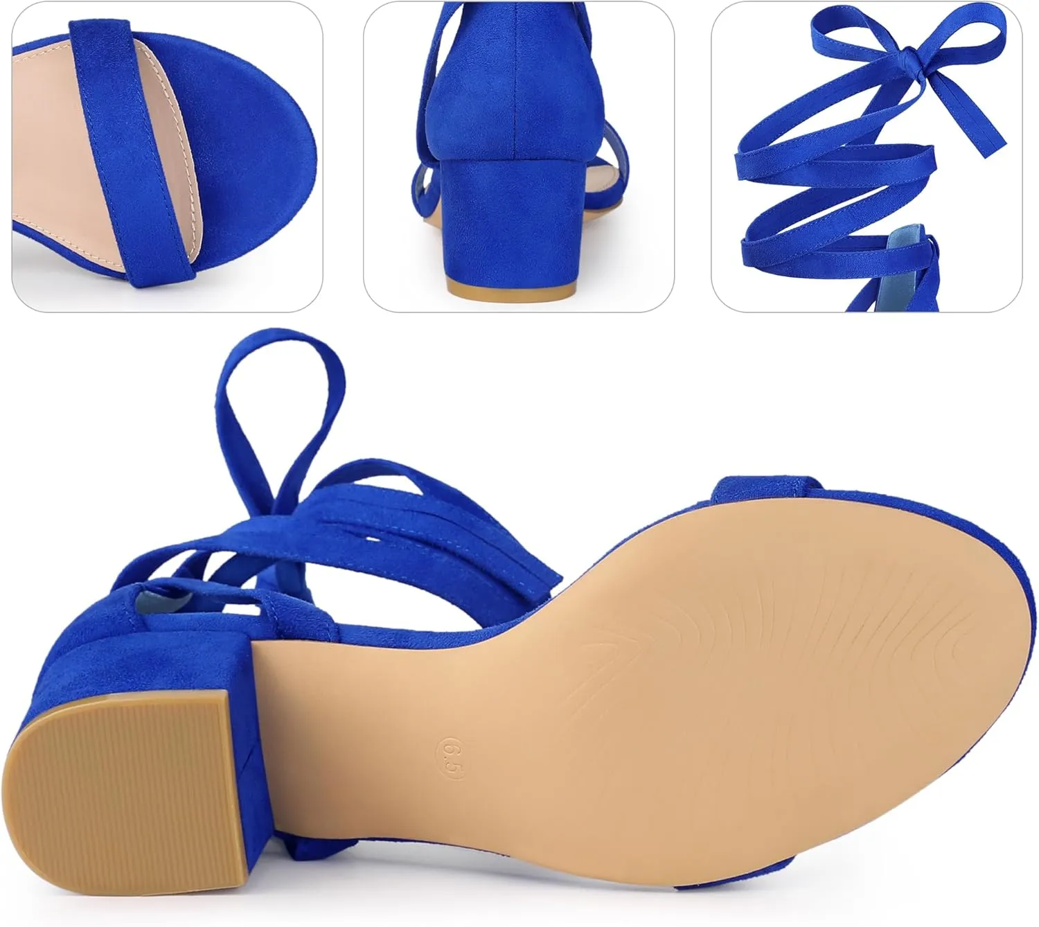 Perphy Strappy Heels Open Toe Block Heel Lace Up Sandals for Women